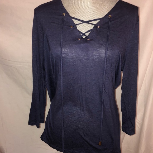 Navy Blue String Blouse - Picture 1 of 1